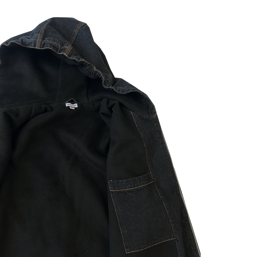 hooded denim jacket - washed black